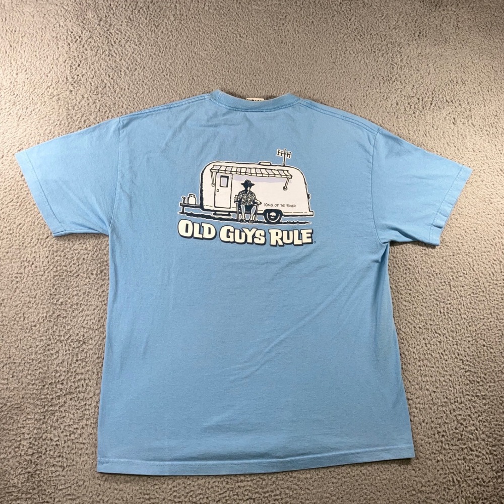 Y2k Vtg Old Guys Rule T-Shirt XL King of the Road Camper Graphic Airstream RV